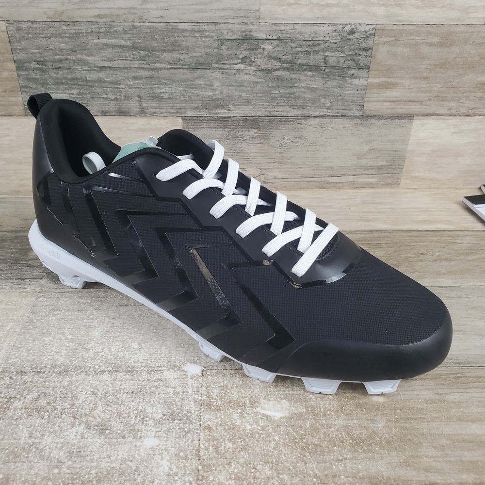 Rawlings Savage Low Cleat 13 D Black White Leather Lace-Up Baseball Cleats